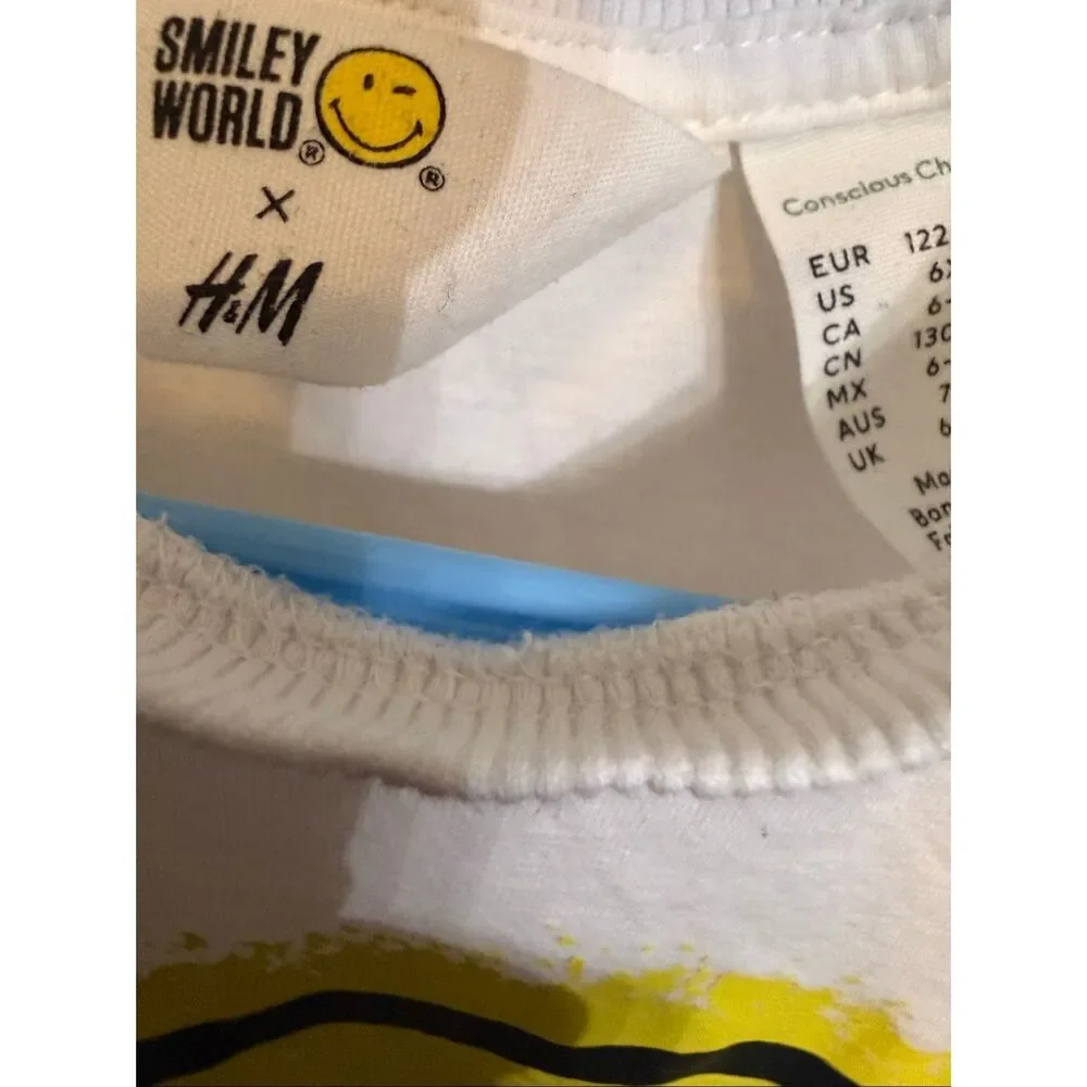 H&M Girls Smiley World Sleeveless Top and Short Outfit Sets White Green Size 6-7